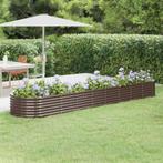 vidaXL Plantenbak 368x80x36 cm gepoedercoat staal bruin, Tuin en Terras, Bloembakken en Plantenbakken, 100 cm of meer, Verzenden