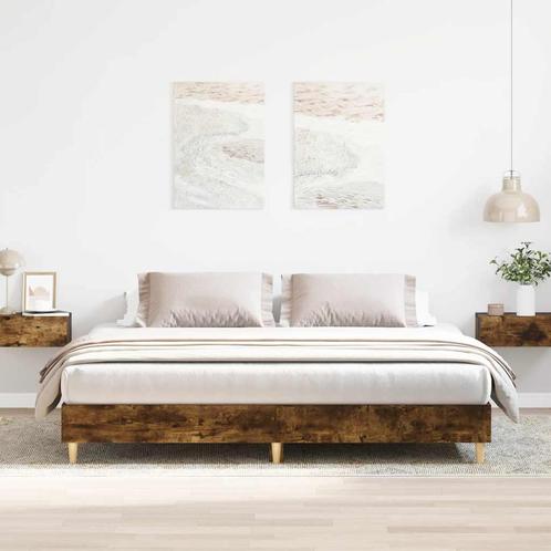 vidaXL Bedframe zonder matras hout gerookt eikenkleurig, Huis en Inrichting, Slaapkamer | Bedden, 160 cm, 200 cm, Bruin, Tweepersoons
