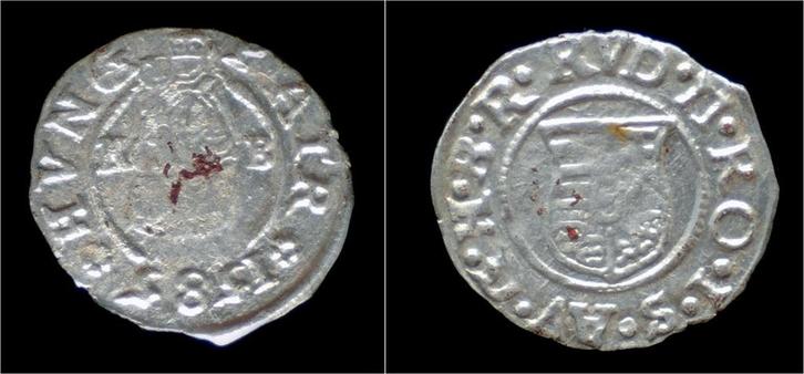 1585 Hungary Rudolf Ar denar 1583 K-b zilver, Postzegels en Munten, Munten | Europa | Niet-Euromunten, Verzenden