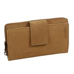 Landley Leren Dames Portemonnee met Stiksels Cognac, Overige merken, Bruin, Verzenden, Nieuw