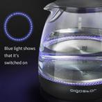 Waterkoker glas - met LED - Elektrisch - 1L - 2200W - Zwart, Witgoed en Apparatuur, Waterkokers, Verzenden, Zo goed als nieuw
