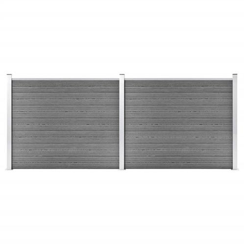 vidaXL Schuttingpanelenset 353x146 cm HKC grijs, Tuin en Terras, Schuttingen, Nieuw, Kunststof, 1 tot 2 meter, Verzenden
