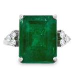 Ring Platina - 8.58ct. tw. Smaragd - Diamant, Nieuw