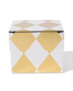 HEMA Cadeaudoos 11x11x9cm ruiten goud-zilver, Verzenden, Nieuw