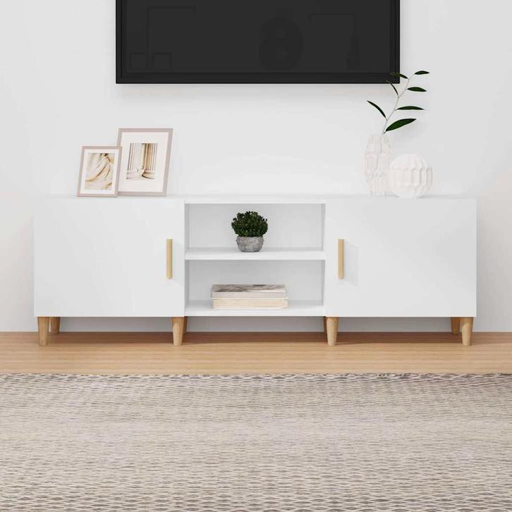 vidaXL Tv-meubel 150x30x50 cm bewerkt hout wit, Huis en Inrichting, Kasten | Televisiemeubels, 25 tot 50 cm, Nieuw, Overige houtsoorten