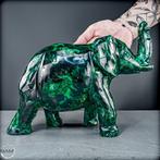 Prachtige malachiet-elefant – meesterwerk van natuurlijk