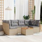 vidaXL 7-delige Loungeset met kussens poly rattan beige, Verzenden, Nieuw, Rotan, Loungeset