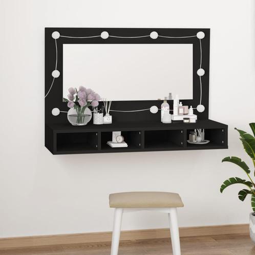 vidaXL Spiegelkast met LED-verlichting 90x31,5x62 cm zwart, Huis en Inrichting, Tafels | Kaptafels, Nieuw, Verzenden