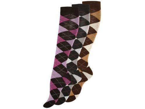 3 paar Dames kniekousen - Geruit-mix, Kleding | Dames, Sokken en Kousen, Verzenden