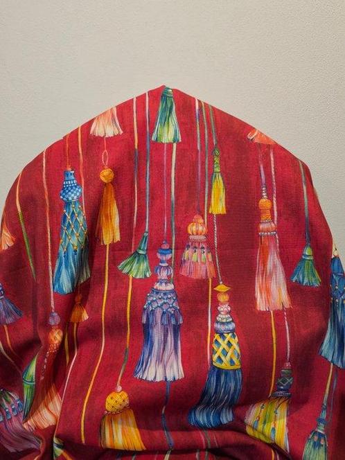 TESSUTO Boheemse Oosterse stof met gekleurde franjes - Art, Antiek en Kunst, Antiek | Kleden en Textiel