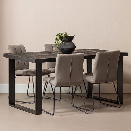 Mangohouten Eettafel Rechthoek Roy 180x100 cm Zwart (6cm), Huis en Inrichting, Tafels | Eettafels, 100 tot 150 cm, 150 tot 200 cm
