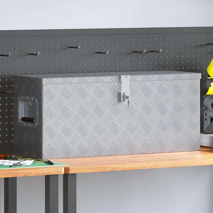 vidaXL Aluminium kist 76,5x26,5x33 cm zilverkleurig, Doe-het-zelf en Verbouw, Gereedschapskisten, Nieuw, Verzenden