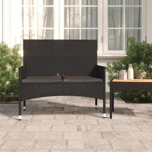 vidaXL Tuinbank 2-zits met kussens poly rattan zwart, Tuin en Terras, Tuinbanken, Nieuw, Rotan, Verzenden