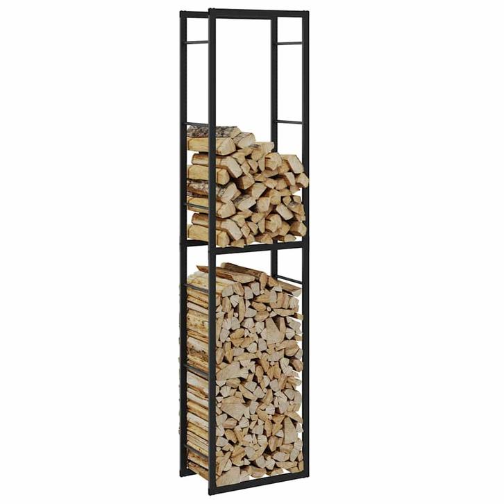 vidaXL Haardhoutrek 50x30x209 cm staal zwart, Huis en Inrichting, Haarden, Nieuw, Verzenden