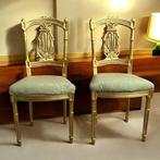 Fauteuil (2) - Franse Keizerrijk - Hout, Zijde, Goudblad -, Antiek en Kunst