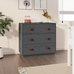 vidaXL Dressoir 80x40x75 cm massief grenenhout grijs, Huis en Inrichting, Verzenden, Nieuw, 50 tot 100 cm, Grenenhout