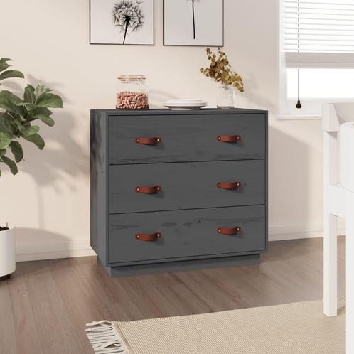 vidaXL Dressoir 80x40x75 cm massief grenenhout grijs, Huis en Inrichting, Kasten | Dressoirs, 25 tot 50 cm, Nieuw, 50 tot 100 cm