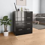 vidaXL Dressoir 60x35x80 cm bewerkt hout hoogglans zwart, Kinderen en Baby's, Kinderkamer | Commodes en Kasten, Verzenden, Nieuw