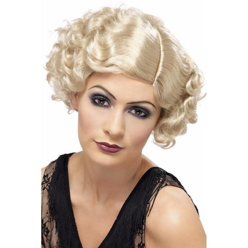 Korte Charleston pruik blond - Damespruiken, Hobby en Vrije tijd, Feestartikelen, Verzenden