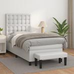 vidaXL Boxspring met matras kunstleer wit 90x200 cm, Overige materialen, 90 cm, Eenpersoons, Verzenden