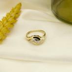 Bicolor gouden ring met diamant | 0,06 ct. (rijring), Goud, Met edelsteen, Gebruikt, 17 tot 18