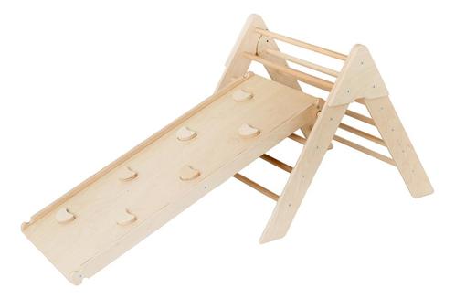 Luna Toys Naturel Houten Klimrek met Glijbaan LU-36950, Kinderen en Baby's, Speelgoed | Buiten | Speeltoestellen, Nieuw, Verzenden