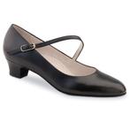 Comfortabele Ballroom Dansschoen Lage Hak - Zwart Leer - Sue, Verzenden, Nieuw