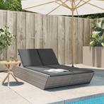 vidaXL Ligbed 2-persoons met kussens poly rattan grijs, Tuin en Terras, Verzenden, Nieuw