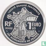 Frankrijk 1½ euro 2002 (PROOF) Le Mont Saint Michel, 1 euro, Verzenden, Goud, Frankrijk