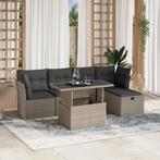 vidaXL 6-delige Loungeset met kussens poly rattan lichtgrijs, Verzenden, Nieuw, Rotan, Loungeset