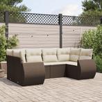 vidaXL 6-delige Loungeset met kussens poly rattan bruin, Verzenden, Nieuw, Rotan, Loungeset
