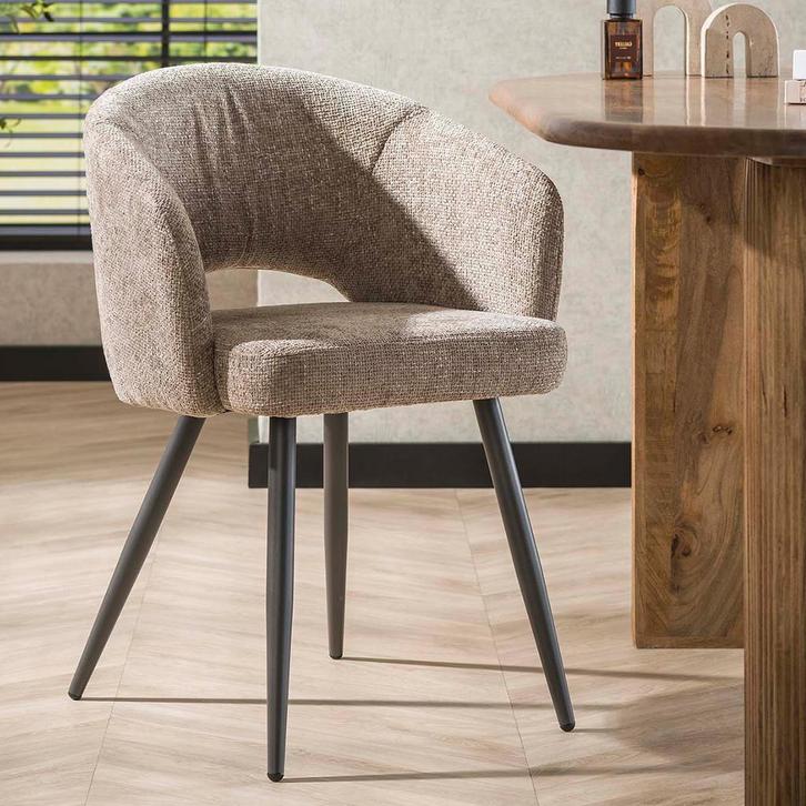 *WOONWINKEL* Zandkleur Stoel Met Ronde Rugleuning Stof, Huis en Inrichting, Stoelen, Nieuw, Stof, Verzenden