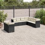 vidaXL 9-delige Loungeset met kussens poly rattan zwart, Verzenden, Nieuw, Rotan, Loungeset