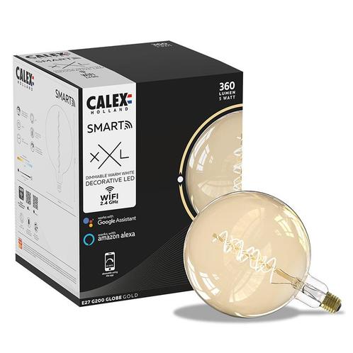 Calex Smart LED Lamp Globe XXL Curl Gold E27 5W G200, Huis en Inrichting, Lampen | Losse lampen, Ophalen of Verzenden