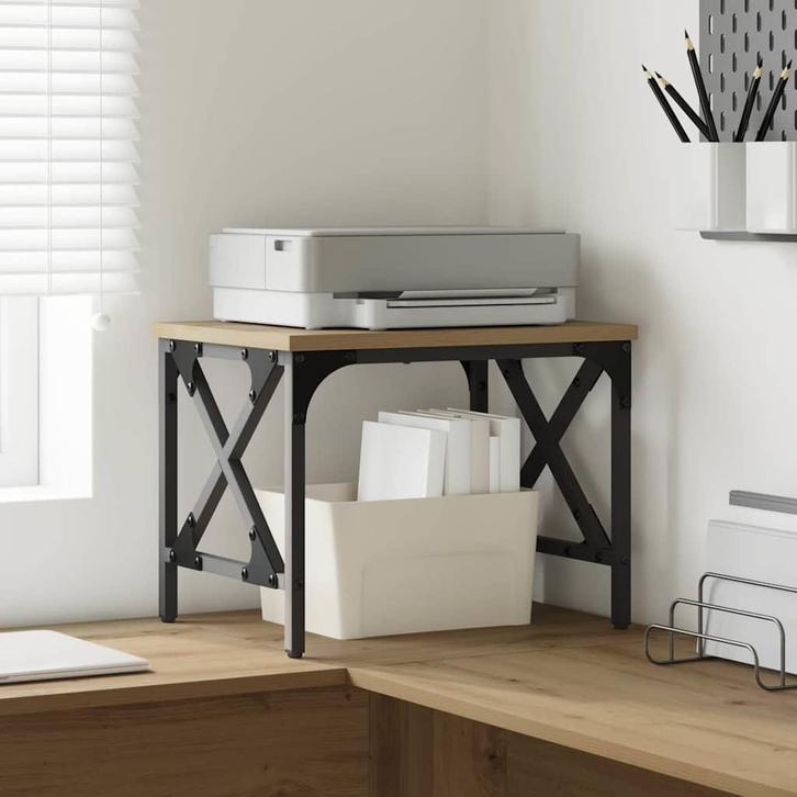 vidaXL Printerstand Artisan Eiken 40 x 30 x 31 cm Bewerkt, Computers en Software, Printers, Nieuw, Verzenden