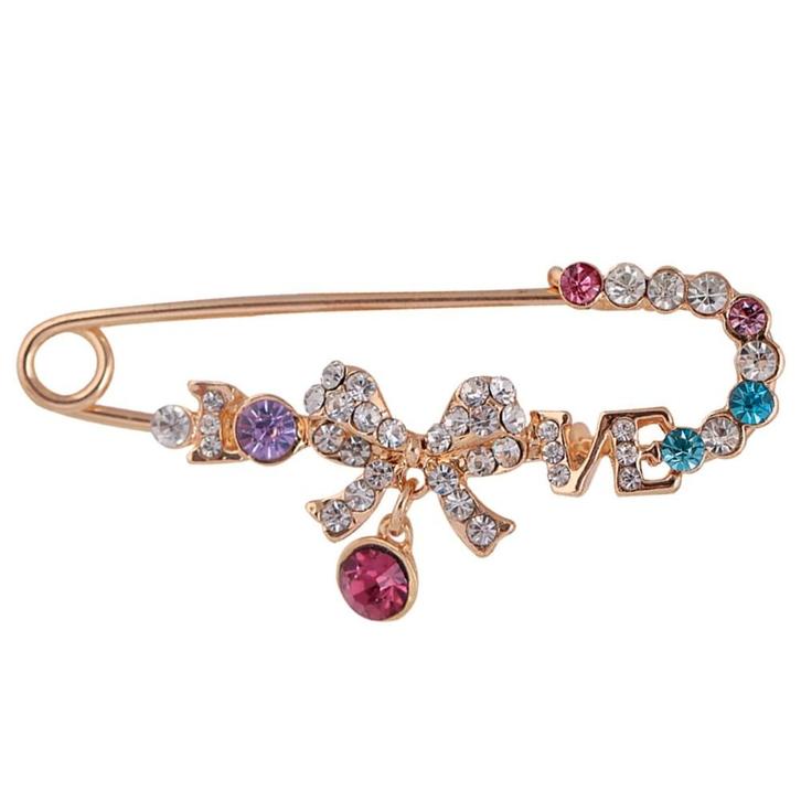 Fako Bijoux - Sierspeld / Sjaalspeld - Strik Love - Kristal, Sieraden, Tassen en Uiterlijk, Broches, Verzenden