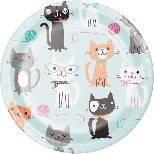 Party Cats Borden 18cm 8st, Hobby en Vrije tijd, Feestartikelen, Nieuw, Verzenden