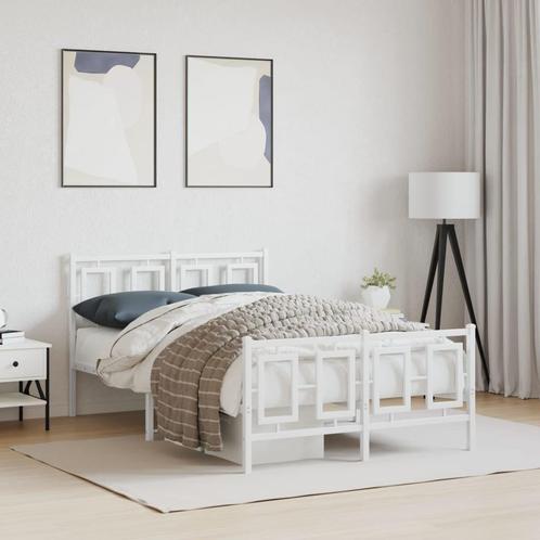 vidaXL Bedframe met hoofd- en voeteneinde metaal wit 120x200, Huis en Inrichting, Slaapkamer | Bedden, 120 cm, 200 cm, Wit, Twijfelaar