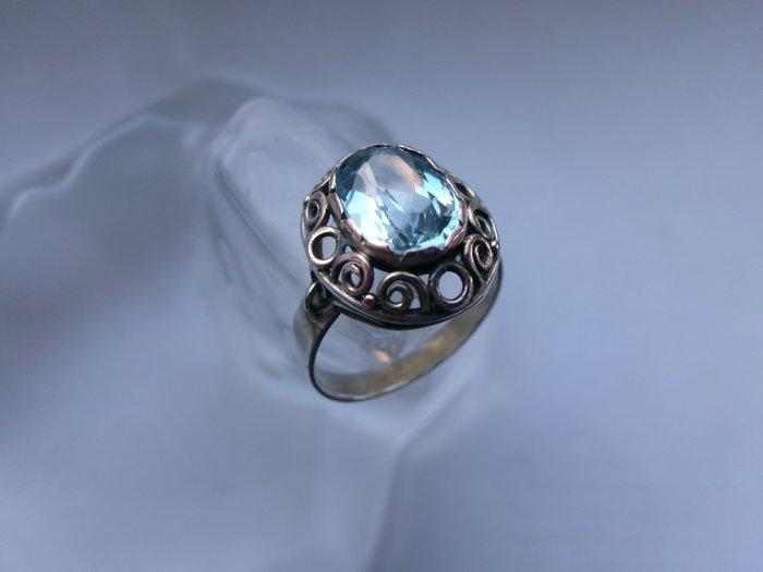 Zilver, Aquamarine - Ring - Art Deco, Antiek en Kunst, Kunst | Designobjecten