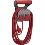 Verlengsnoer met houder - 10 meter - dubbele stekker - IP44, Ophalen of Verzenden, Nieuw, Kabel of Snoer