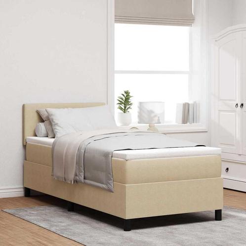 vidaXL Boxspring bed Lichtgrijs en wit. 203 x 80 x 88 cm, Huis en Inrichting, Slaapkamer | Bedden, Grijs, Nieuw, Verzenden