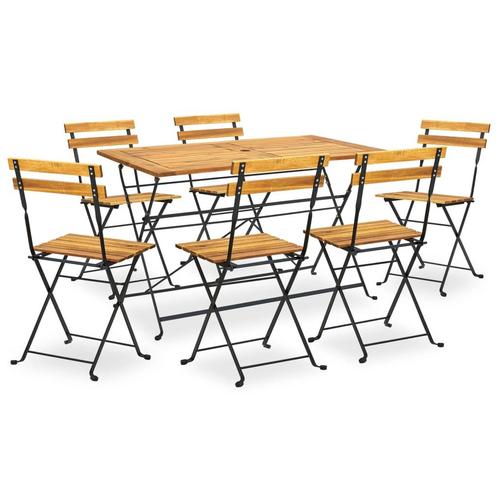 vidaXL 7-delige Tuinset inklapbaar massief acaciahout, Tuin en Terras, Tuinsets en Loungesets, Tuinset, Nieuw, 6 zitplaatsen, Hardhout