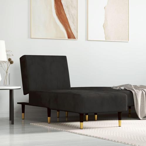 vidaXL Chaise longue fluweel zwart, Huis en Inrichting, Banken | Sofa's en Chaises Longues, Nieuw, Verzenden