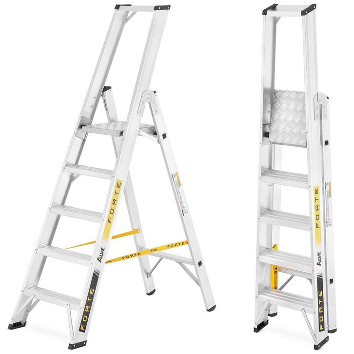 Ladder - Huishoudtrap - 5 treden - aluminium - 52x106x170 cm, Doe-het-zelf en Verbouw, Ladders en Trappen, Nieuw, Ophalen of Verzenden