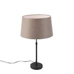 Tafellamp zwart met linnen kap taupe 35 cm verstelbaar -, Nieuw, Overige materialen, Landelijk / Rustiek, 50 tot 75 cm