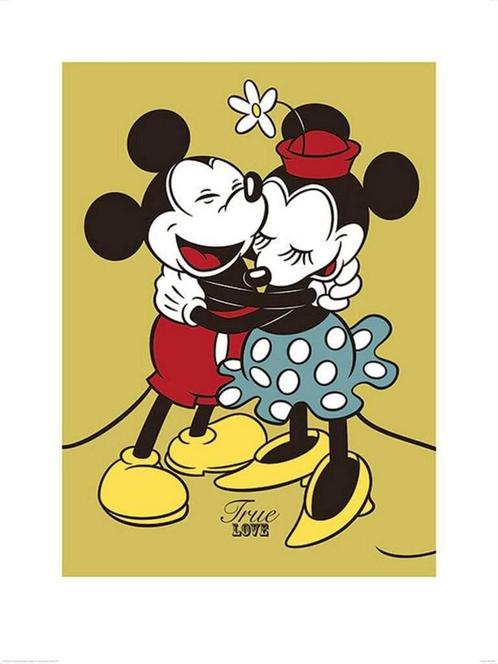 Kunstdruk Mickey and Minnie Mouse True Love 60x80cm, Huis en Inrichting, Woonaccessoires | Schilderijen, Tekeningen en Foto's