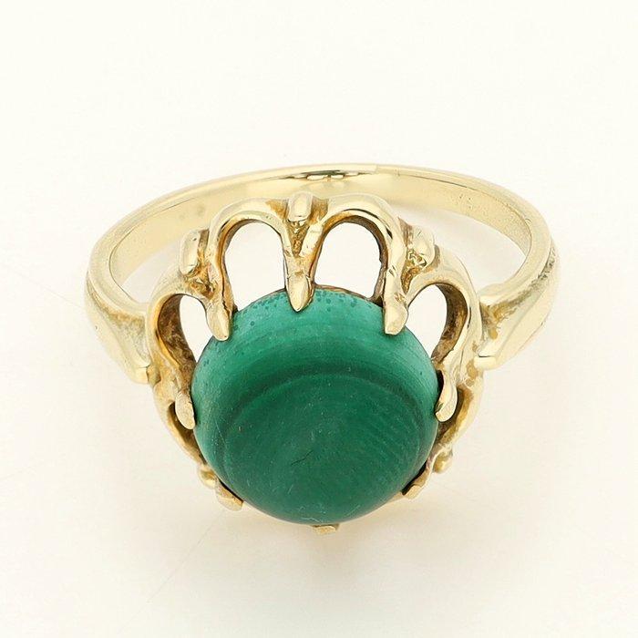 Ring - 14 karaat Geel goud - Malachiet, Sieraden, Tassen en Uiterlijk, Ringen