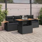 vidaXL 5-delige Loungeset met kussens poly rattan acacia, Tuin en Terras, Tuinsets en Loungesets, Verzenden, Nieuw, Rotan, Loungeset