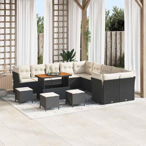 vidaXL Tuin Sofa Set 14 pcs Zwart poly rattan, Tuin en Terras, Tuinsets en Loungesets, Nieuw, Verzenden