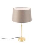 Tafellamp goud/messing met linnen kap taupe 35 cm - Parte, Huis en Inrichting, Lampen | Tafellampen, Nieuw, Overige materialen